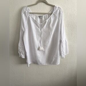 Counterparts White Relaxed Tie Front Blouse